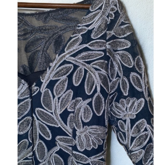 NWT JS COLLECTIONS Embroidered Soutache Elbow Sleeve Cocktail Party Dress Size 8 - Picture 9 of 16